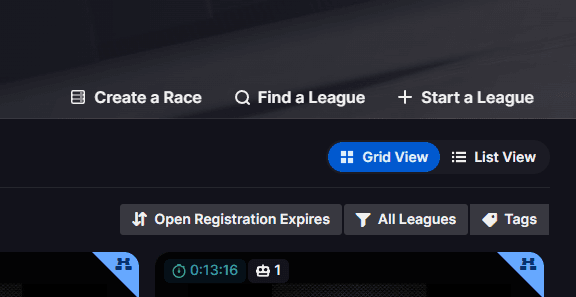 My Leagues page with an arrow on the Find a League search box
